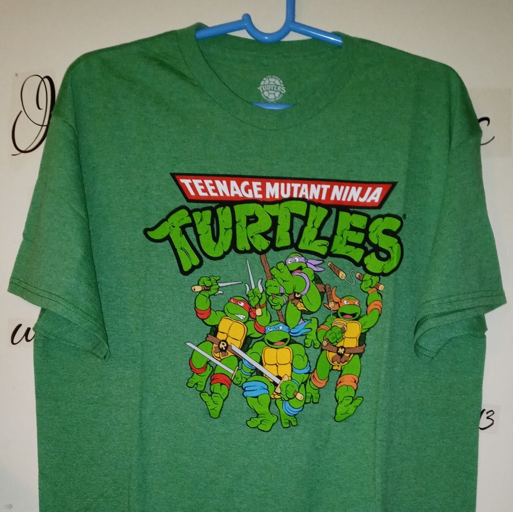 TMNT GREEN COLOR GRAPHIC T-SHIRT (SIZE: LARGE)